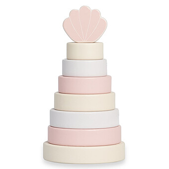 Tour d'Empilage en Bois Coquillage - Rose Jollein