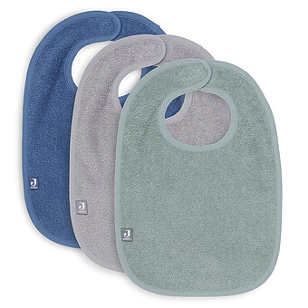 Lot de 3 Bavoirs - Ash Green Storm Grey & Jeans Blue Jollein