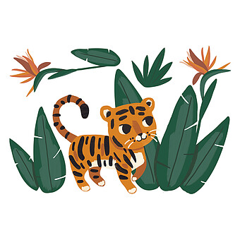 Sticker Géant Jungle Night - Jungle et Tigre Lilipinso