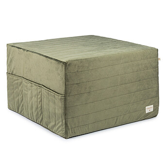 Pouf Chauffeuse Velvet - Olive Green Nobodinoz