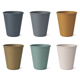 Lot de 6 Verres Carter Whale Blue Multi Mix - 235 ml Liewood