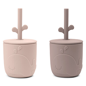 Lot de 2 Gobelets avec Pailles Peekaboo Wally Rose - 120 ml Done by Deer
