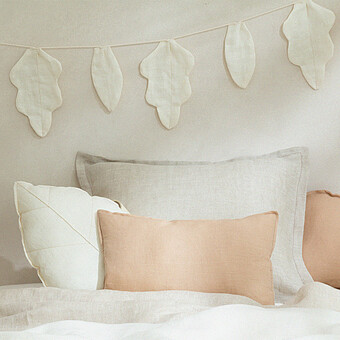 Coussin Feuille Lin Français - Off White
