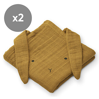 Lot de 2 Langes Hannah - Rabbit Golden Caramel Liewood