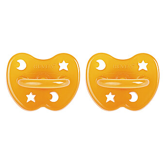 Lot de 2 Tétines Physiologiques Lunes et Etoiles Natural - 3/36 Mois HEVEA