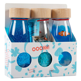Lot de 3 Bouteilles Sensorielles Float Spy & Sound - Bleu Mer Poisson