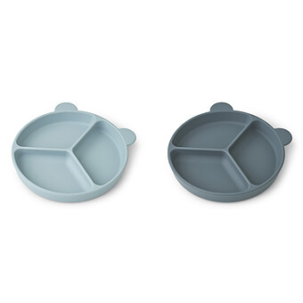 Lot de 2 Assiettes Compartimentées Stacy - Sea Blue Whale Blue Mix