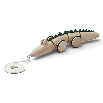 Crocodile à Tirer Sidsel - Natural Wood Hunter Green Mix Liewood