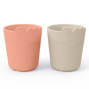 Lot de 2 Tasses Kiddish Croco Sable et Corail - 100 ml Done by Deer