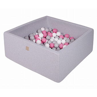 Piscine à Balles Carrée + 200 Balles RBG - Grise MeowBaby