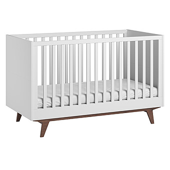 Lit Bébé Evolutif MID II Blanc et Noix - 70 x 140 cm