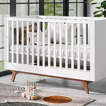 Lit Bébé Evolutif MID II Blanc et Noix - 70 x 140 cm