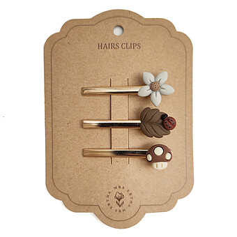 Lot de 3 Barrettes - Mushroom Flower & Leaf Mrs. Ertha