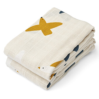 Lot de 2 Langes Lewis - Birds Sea Shell Liewood