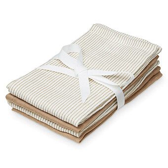 Lot de 4 Débarbouillettes - Classic Stripes Camel Camcam Copenhagen