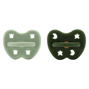 Lot de 2 Tétines Rondes Moss Green & Deep Green - 3/36 Mois HEVEA