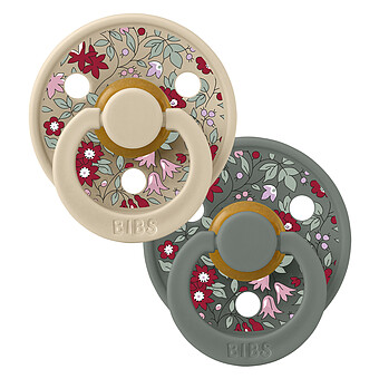 Lot de 2 Tétines Rondes Bibs x Liberty Pine Mix - 6/18 Mois Bibs