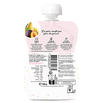 Gourde Repas Bio Prunes et Poire - 120 g
