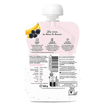 Gourde Repas Bio Mûres et Banane - 120 g