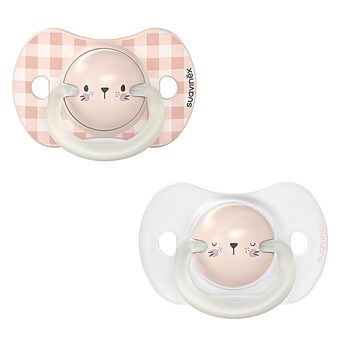 Lot de 2 Sucettes Symétriques SX Pro Night & Day Lapin - 0/6 Mois