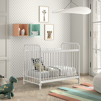 Lit Bébé Réglable Bronxx Blanc Mat - 60 x 120 cm