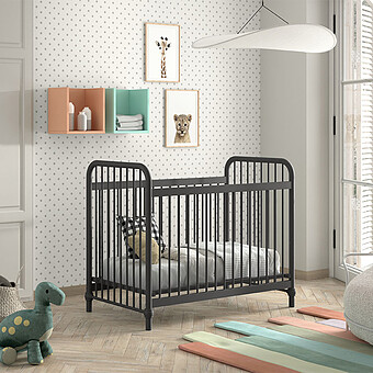 Lit Bébé Réglable Bronxx Noir Mat - 60 x 120 cm