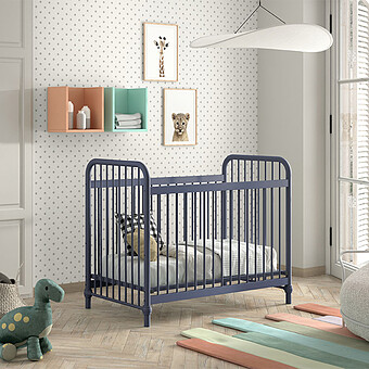 Lit Bébé Réglable Bronxx Blue Denim Mat - 60 x 120 cm