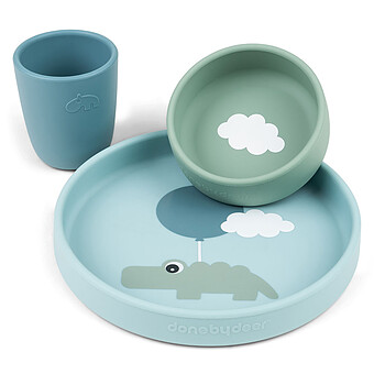 Coffret Repas 3 Pièces - Happy Clouds Bleu Done by Deer