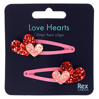 Lot de 2 Barrettes à Paillettes - Coeur Rex London