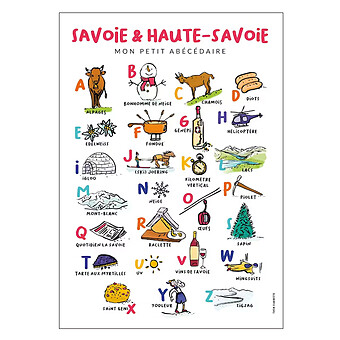 Affiche Abécédaire Savoie et Haute-Savoie - 40 x 30 cm