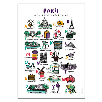 Affiche Abécédaire Paris - 40 x 30 cm