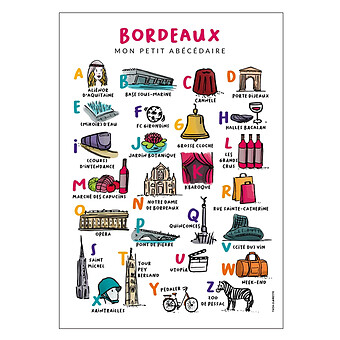 Affiche Abécédaire Bordeaux - 40 x 30 cm