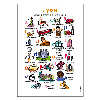 Affiche Abécédaire Lyon - 70 x 50 cm