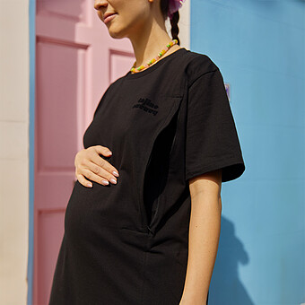 Robe d'Allaitement Tee Noir - XXL