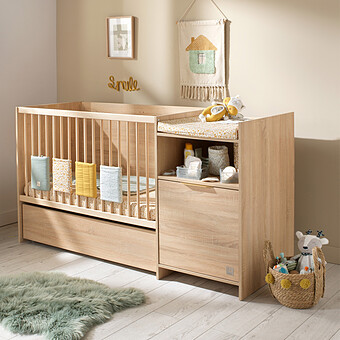 Lit Chambre Evolutif Azur Chêne Doré - 60 x 120 cm