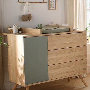 Commode et Plan à Langer Seventies - Chêne Doré et Sauge