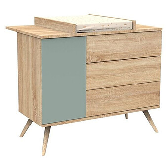 Commode et Plan à Langer Seventies - Chêne Doré et Sauge
