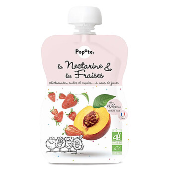 Gourde Repas Bio Nectarine et Fraises - 120 g