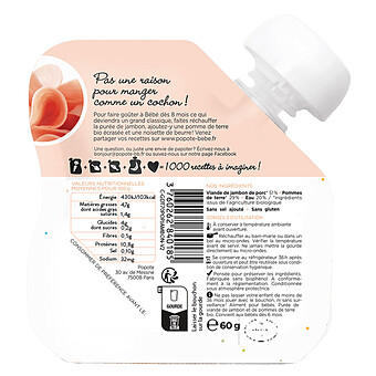 Gourde Repas Bio Jambon - 60 g