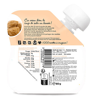 Gourde Repas Bio Veau - 60 g
