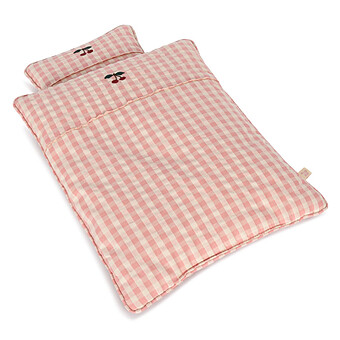 Draps pour Lit de Poupée - Powder Pink Check Konges Sløjd