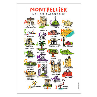 Affiche Abécédaire Montpellier - 40 x 30 cm