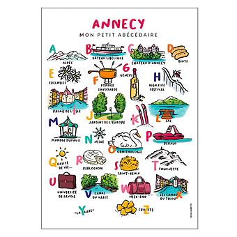 Affiche Abécédaire Annecy - 40 x 30 cm Tata Clairette