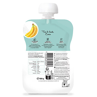 Gourde Repas Bio Brassé Coco Banane - 100 g