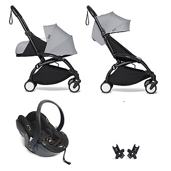 Poussette Duo YOYO² Complète Châssis Noir 0+ et 6+ et Siège Auto iZi Go Modular i-Size Groupe 0+ Noir - Stone BABYZEN