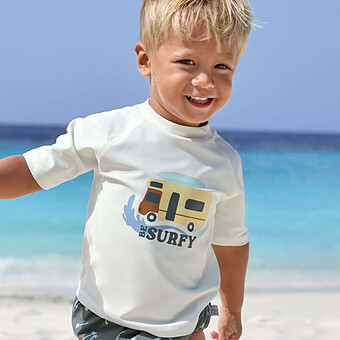 T-shirt Anti-UV Manches Courtes Camper Ecru - 18/24 Mois 