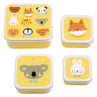 Lot de 4 Boîtes à Goûter - Amis des Animaux