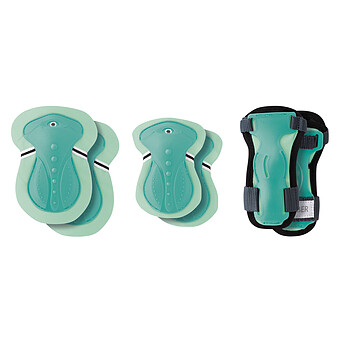 Lot de 3 Protections Junior Coudes Genoux et Poignets Menthe - XXS