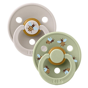 Lot de 2 Tétines Rondes Bibs Studio Bumblebee Mushroom Mix - 0/6 Mois