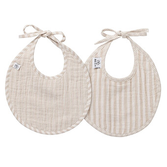 Lot de 2 Bavoirs Naissance - Rayé Galet